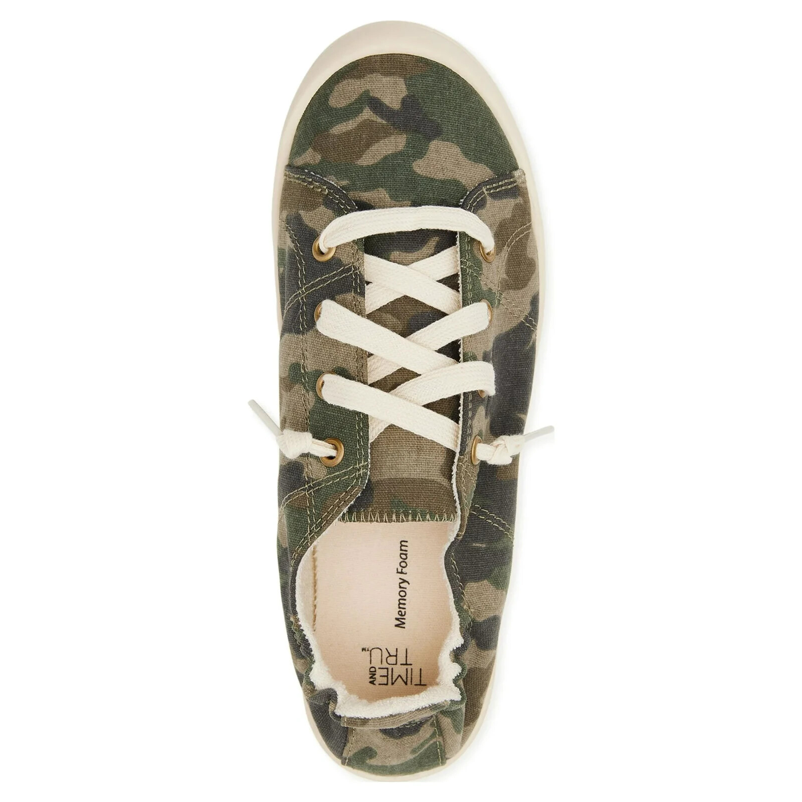 Time and Tru Women’s 7W Camo Scrunch Back Sneaker No Tie Canvas Fabric