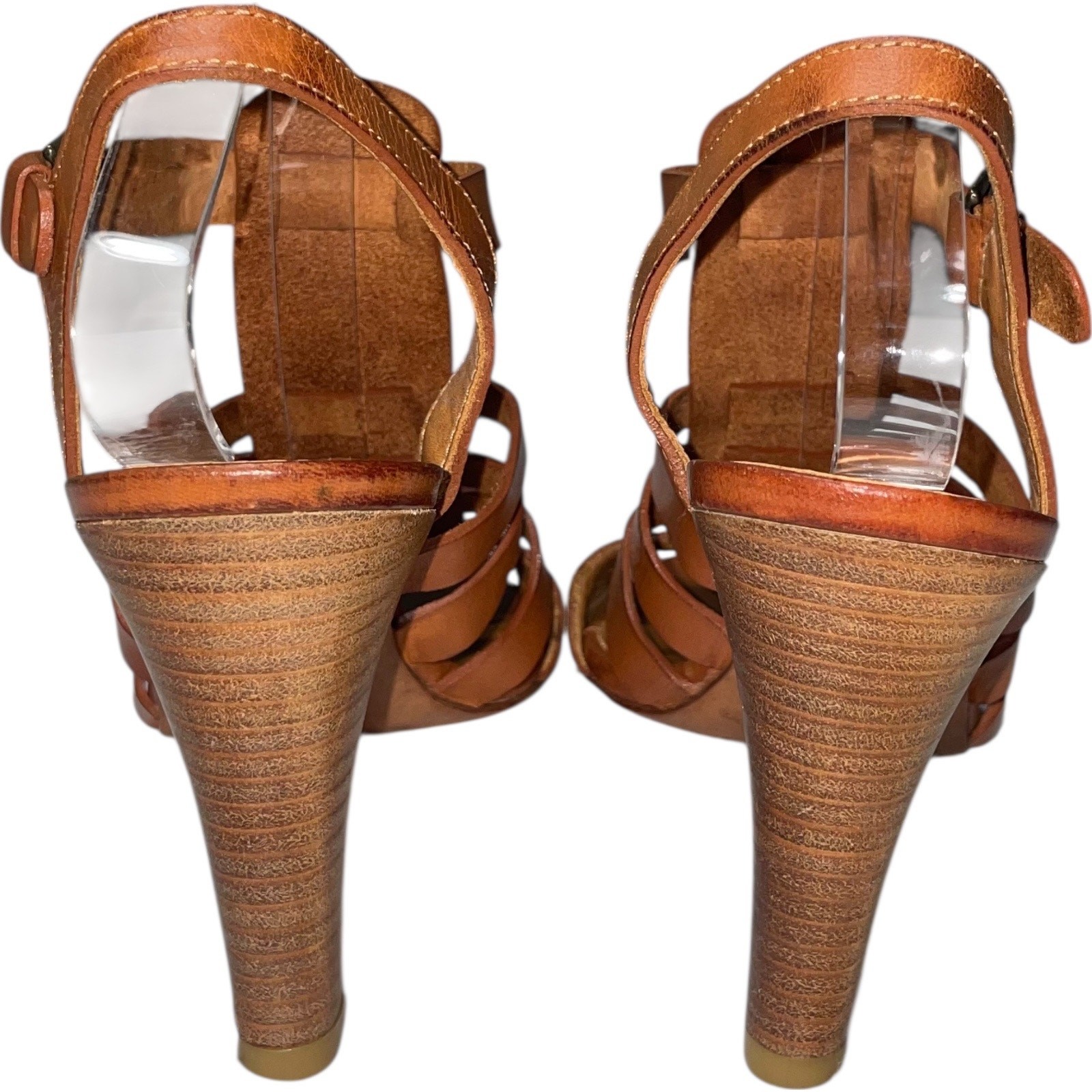 N.D.C. Made by Hand Brown Leather Strappy Heels Size: EU 38 / US 8