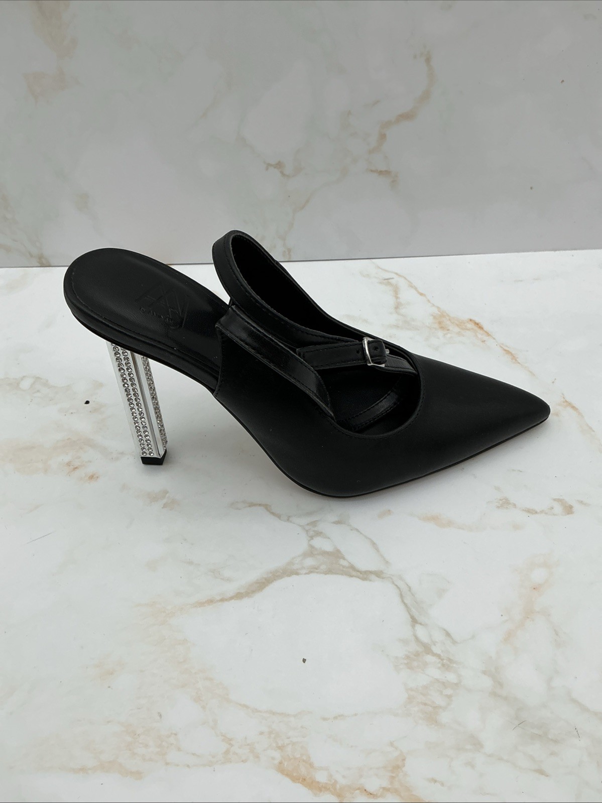 Aaj by Aminah Women’s Saraphina Embellished Heel Ankle-Strap Pumps – Black 5 M