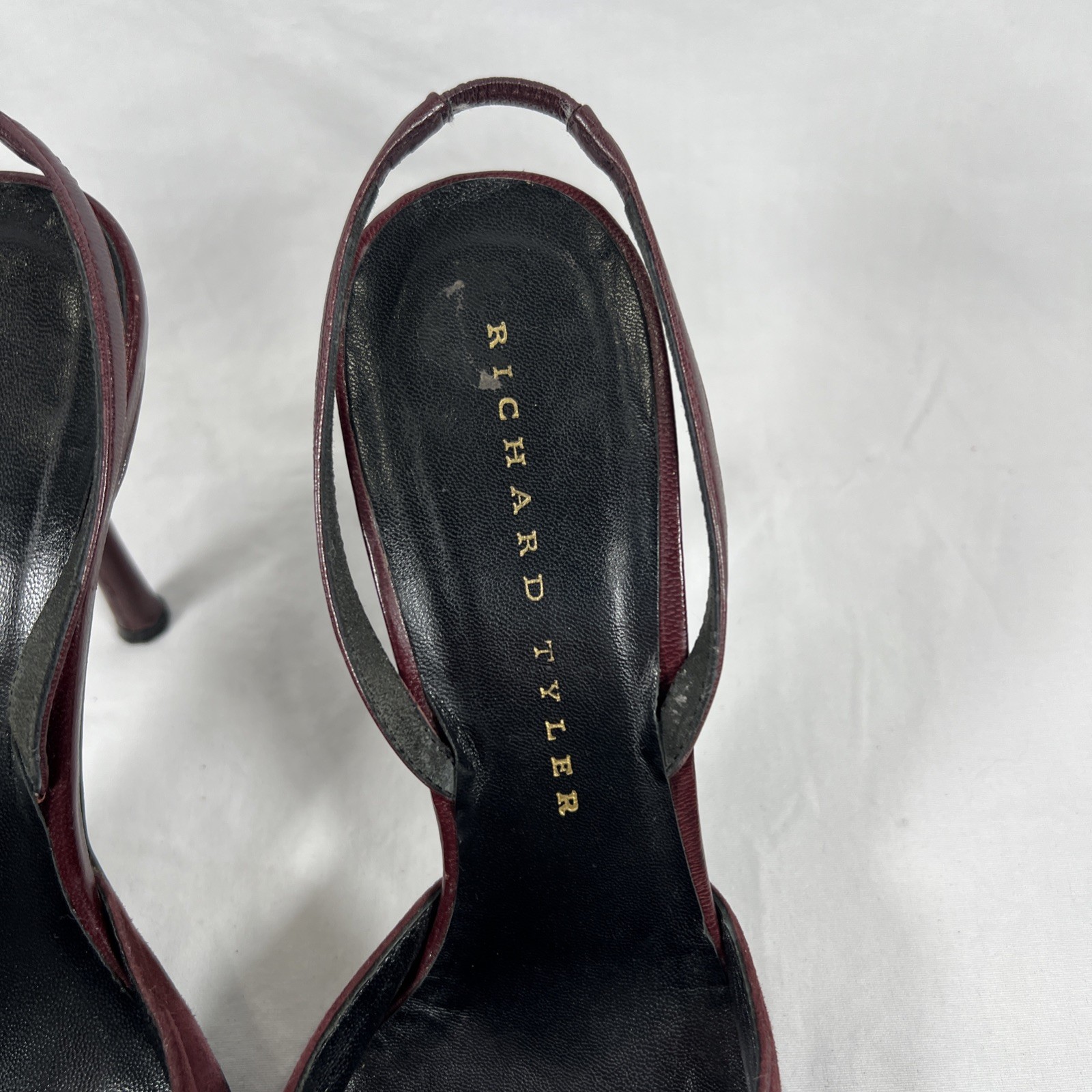 Richard Tyler Burgundy Suede Slingback Heels Pointed Toe Leather Pumps Luxury 8M