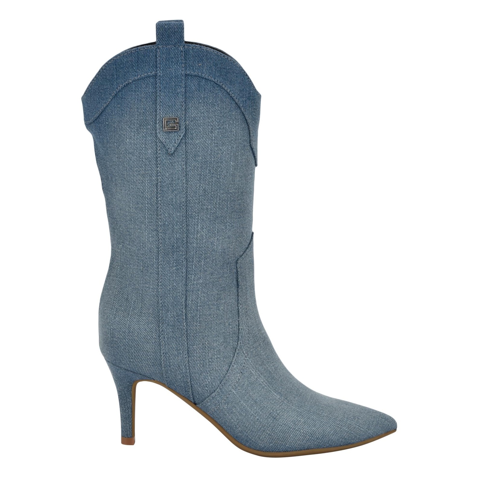 Guess Women’s WURLIE Mid Calf Boot, Medium Blue Denim 420, 7.5 *