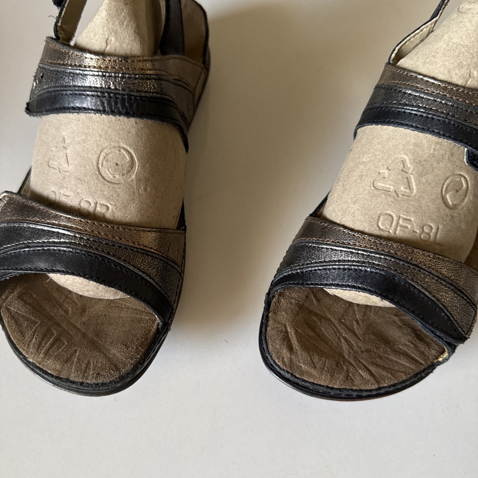 Romika Sandals black and Silver Leather Straps Sz 36 USA 6