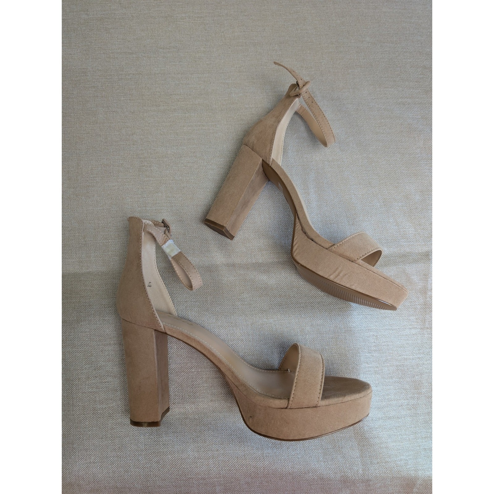 Ankis Platform Sandals Womens Size 9 Nude Tan New Block Heel Ankle Strap Suede
