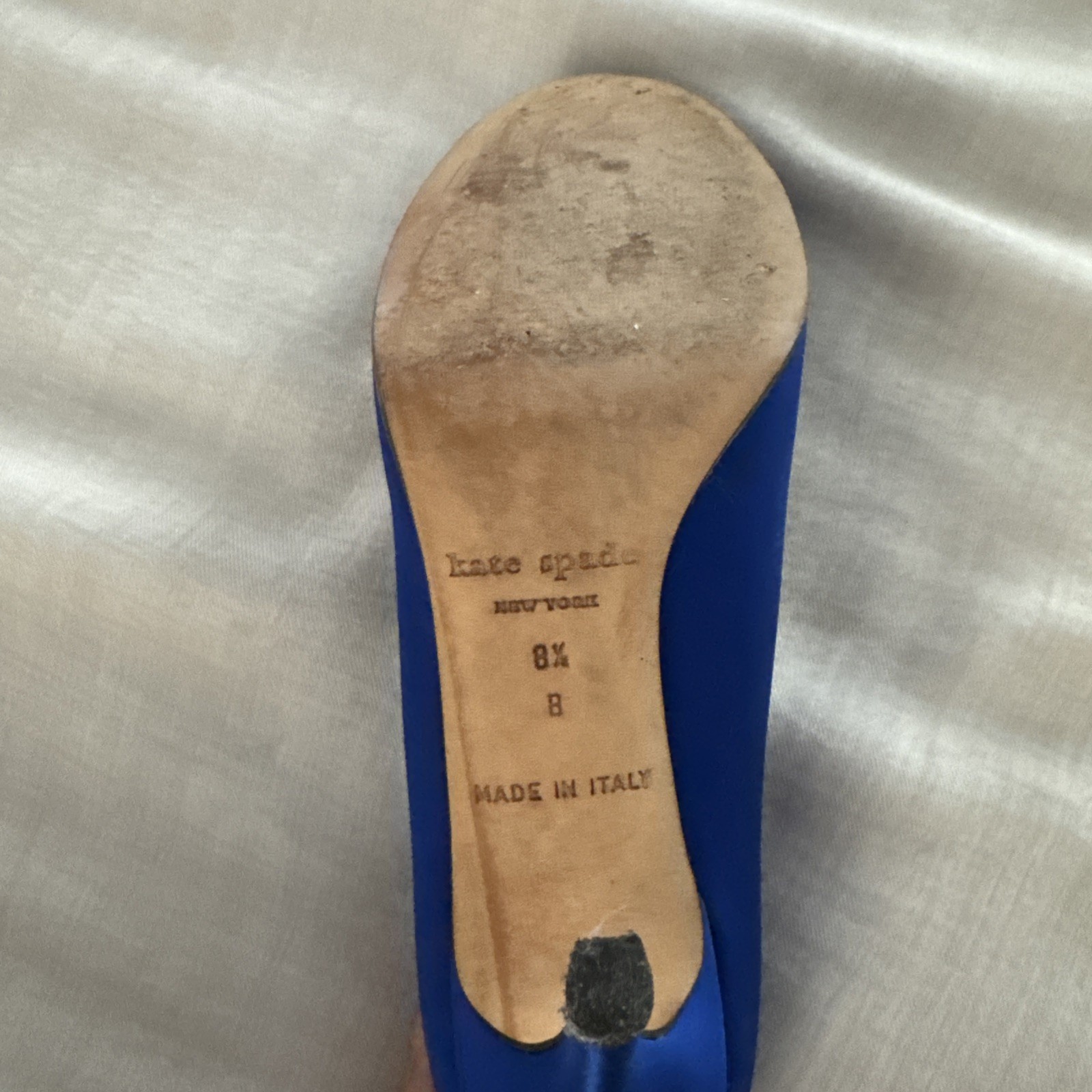 Kate Spade Royal Blue Satin Heel And With Flower