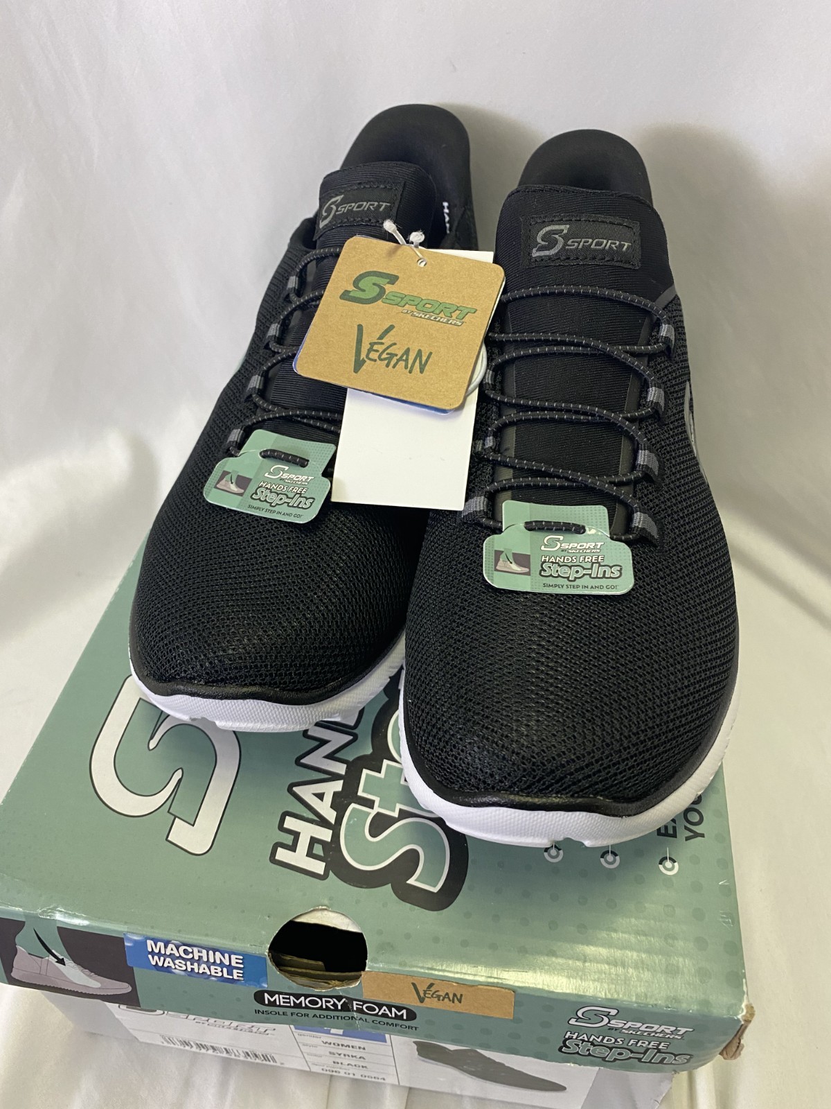S Sport by Skechers® Syrka Step-In Sneakers, in Black, Size 7, Vegan, New w/ Box