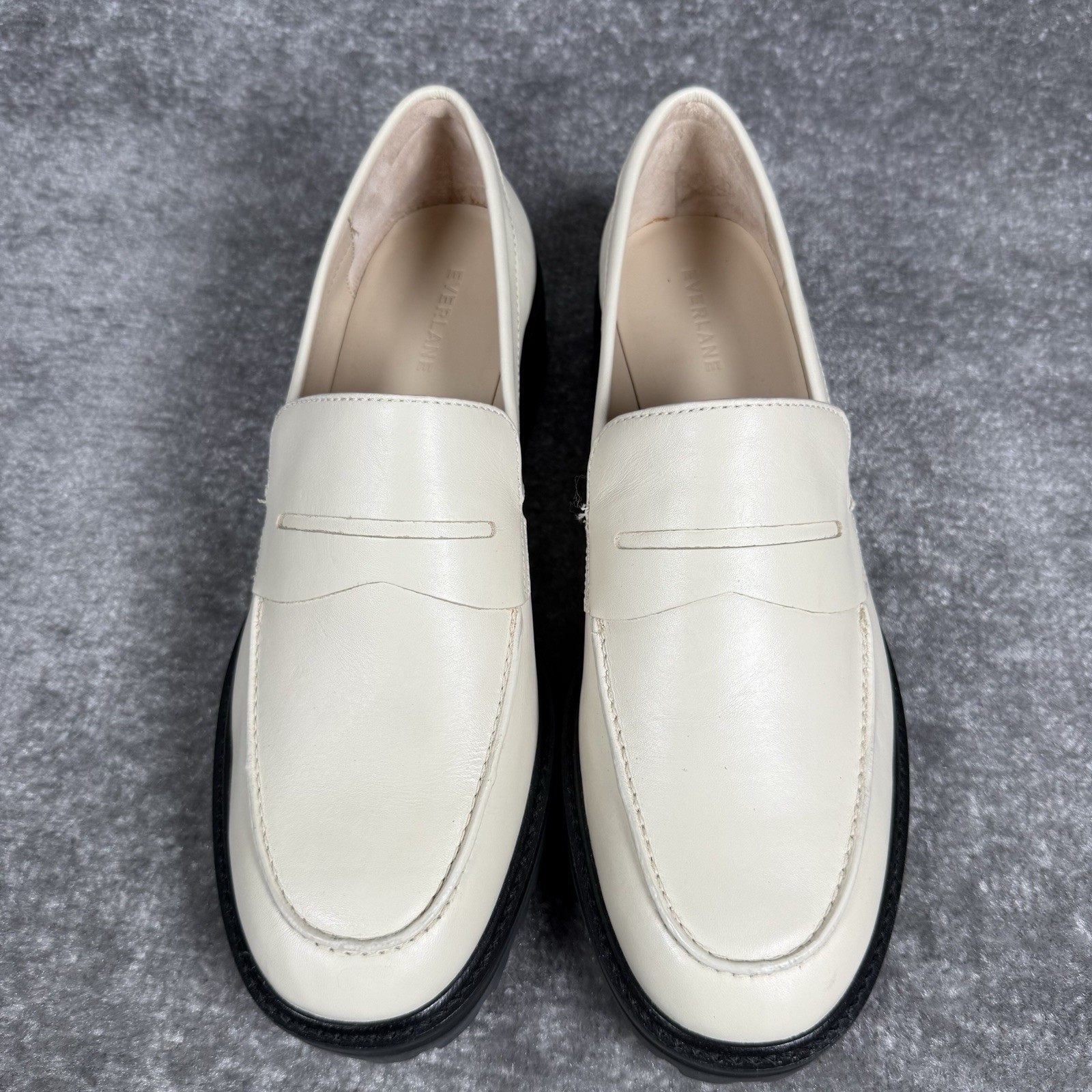 EVERLANE The Lug Sole Loafer 9.5 Chunky Parchment Cream Ivory Leather Platform