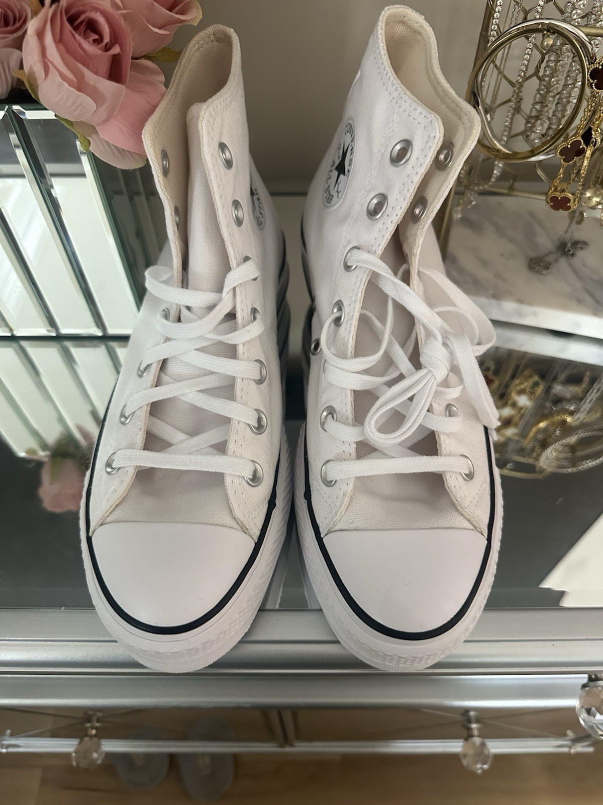 Converse Chuck Taylor All Star Platform High Top White Canvas Sneaker 560846F