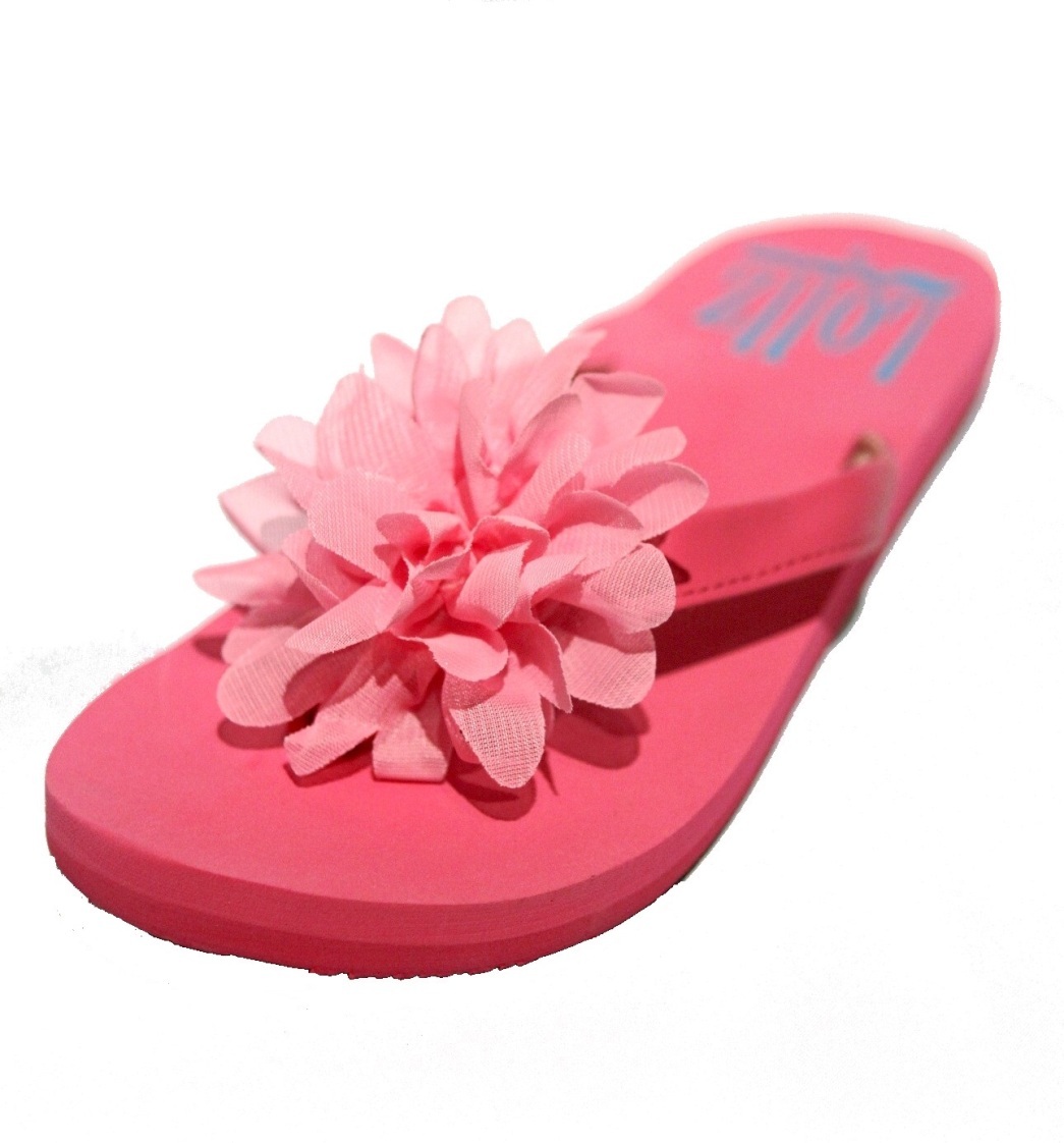 Arch Support Flower Accent Flip Flops Sandals Womens Pink Black Brown 6 7 8 9 10