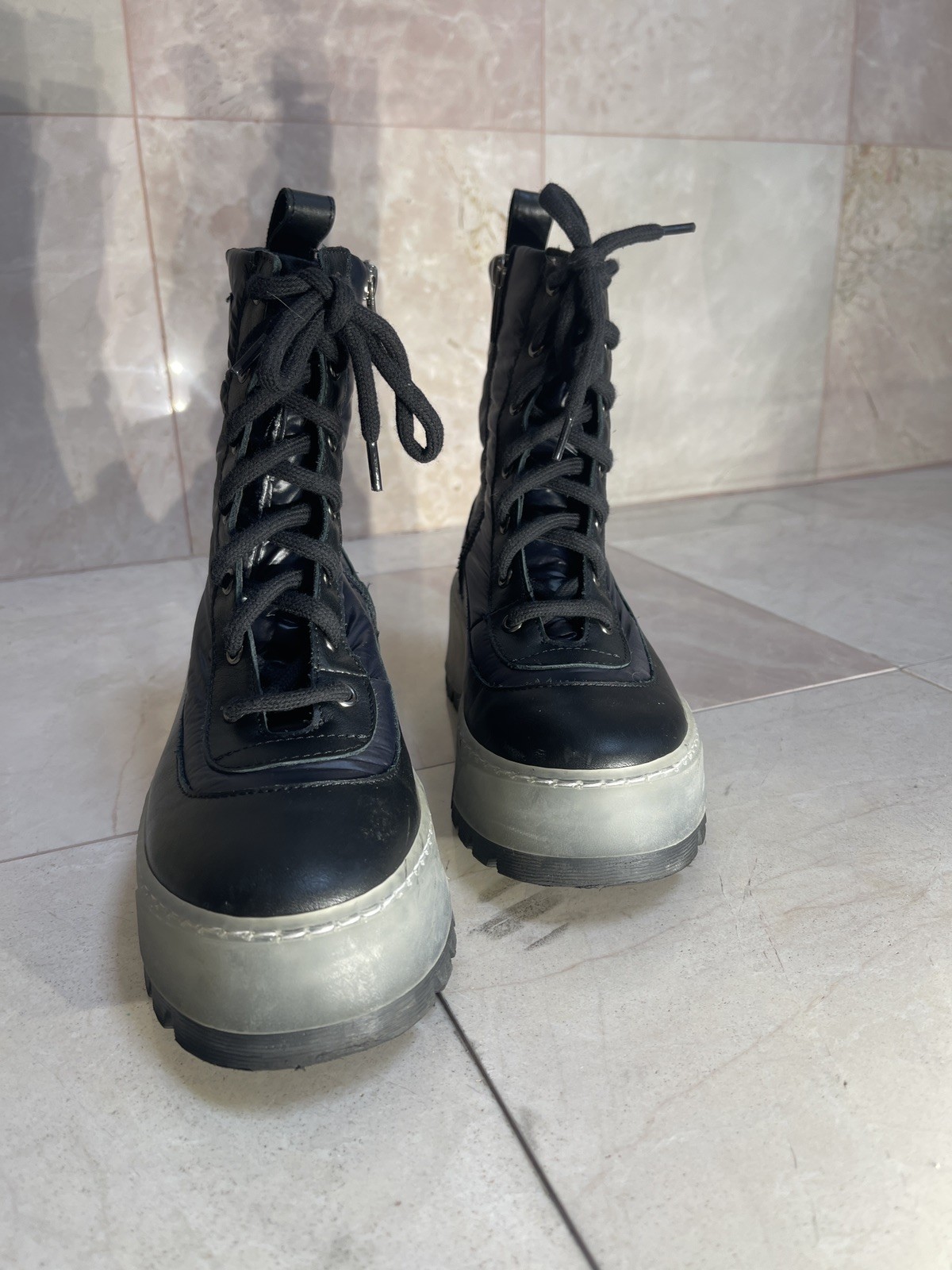 Aguatalia Italy Boots Aisa Lace-up zip Nilon Water Proof Sz6 Black