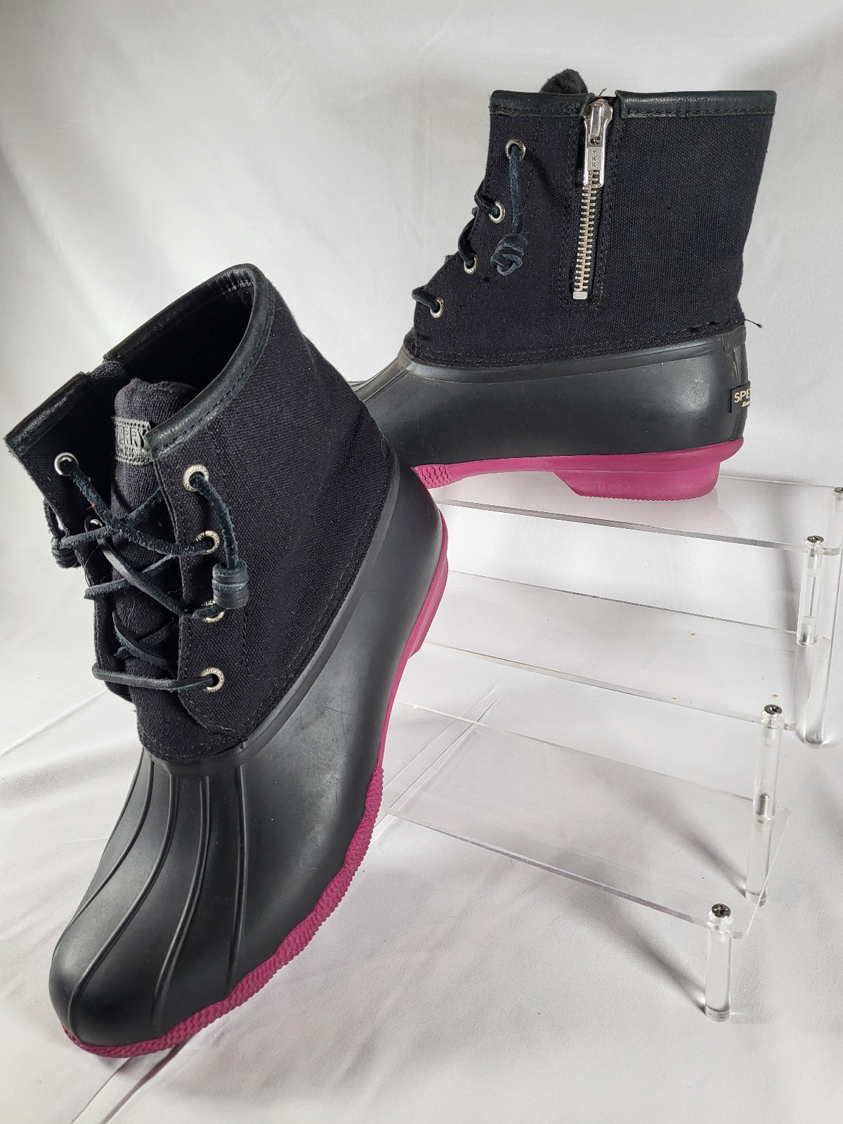 Sperry Blk Boot Ladies Sz 9Topsider Waterproof Duck Boots Made in Indonesia