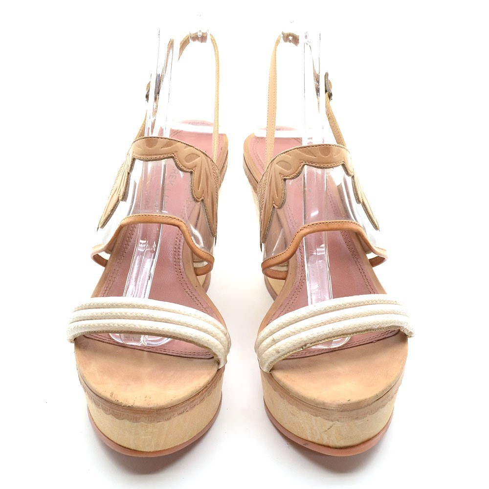 Ladies Derek Lam Wedge Platform Slingback Sandals 39 / 9 Wooden Heel Shoes Italy