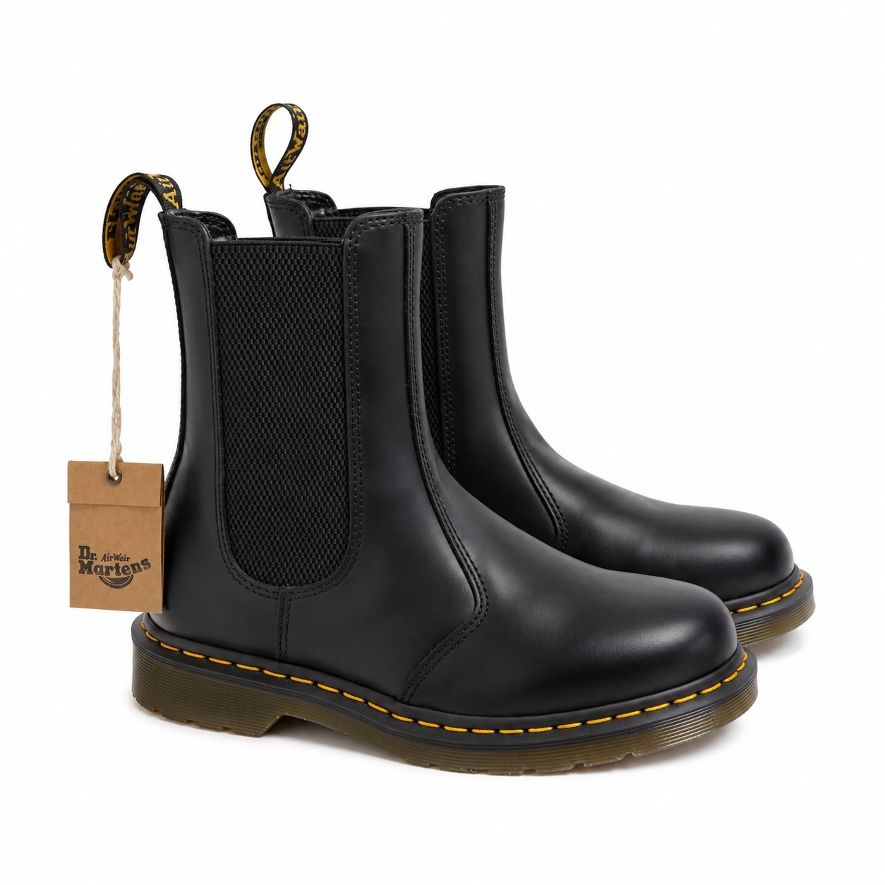 Dr. Martens 2976 Quad Platform Chelsea Boots Smooth Black Leather Unisex M8/W9
