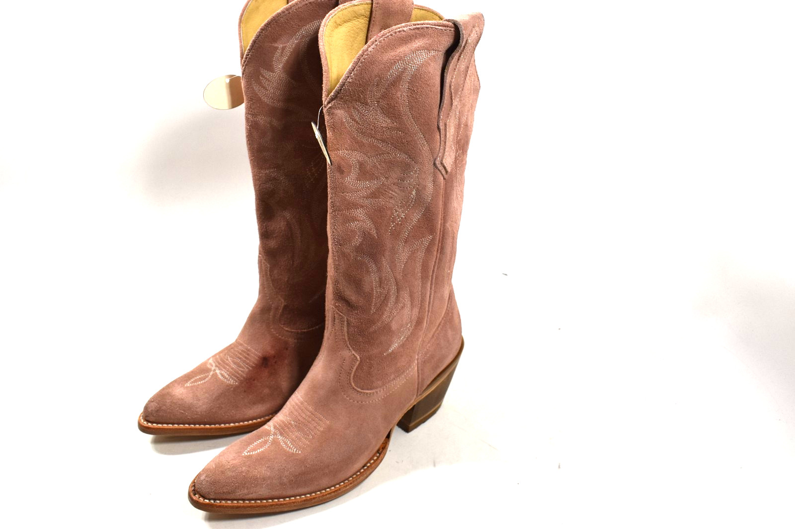 IDYLLWIND Women’s 8.5 B Charmed Life Western Boots ROUND Toe Pink Suede LEATHER