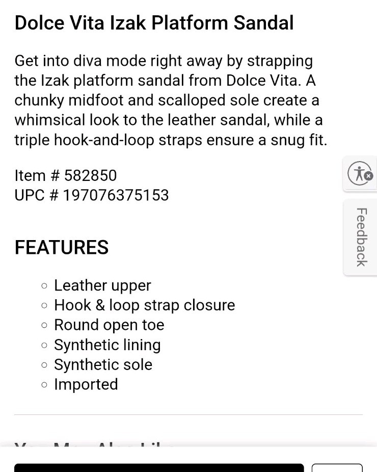 Dolce Vita Izak Women 10/11 Leather Platform 3.25″ Sandal