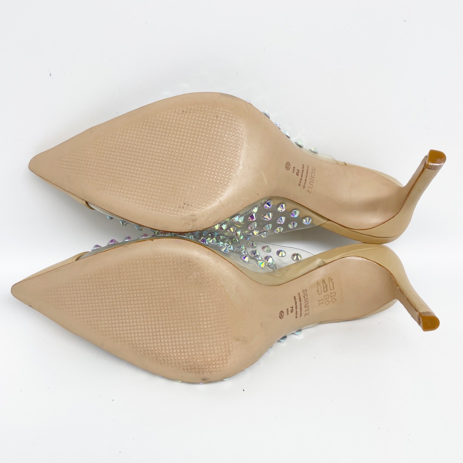 Schultz Women’s Vinyl Greece Iridescent Gems Pump Nude Size 7B