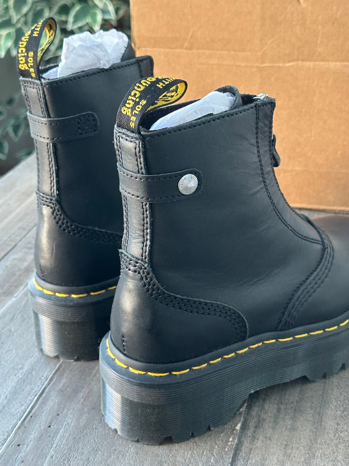 Dr Martens Jetta Zip Platform Leather Black Boots For Women’s Size US 6