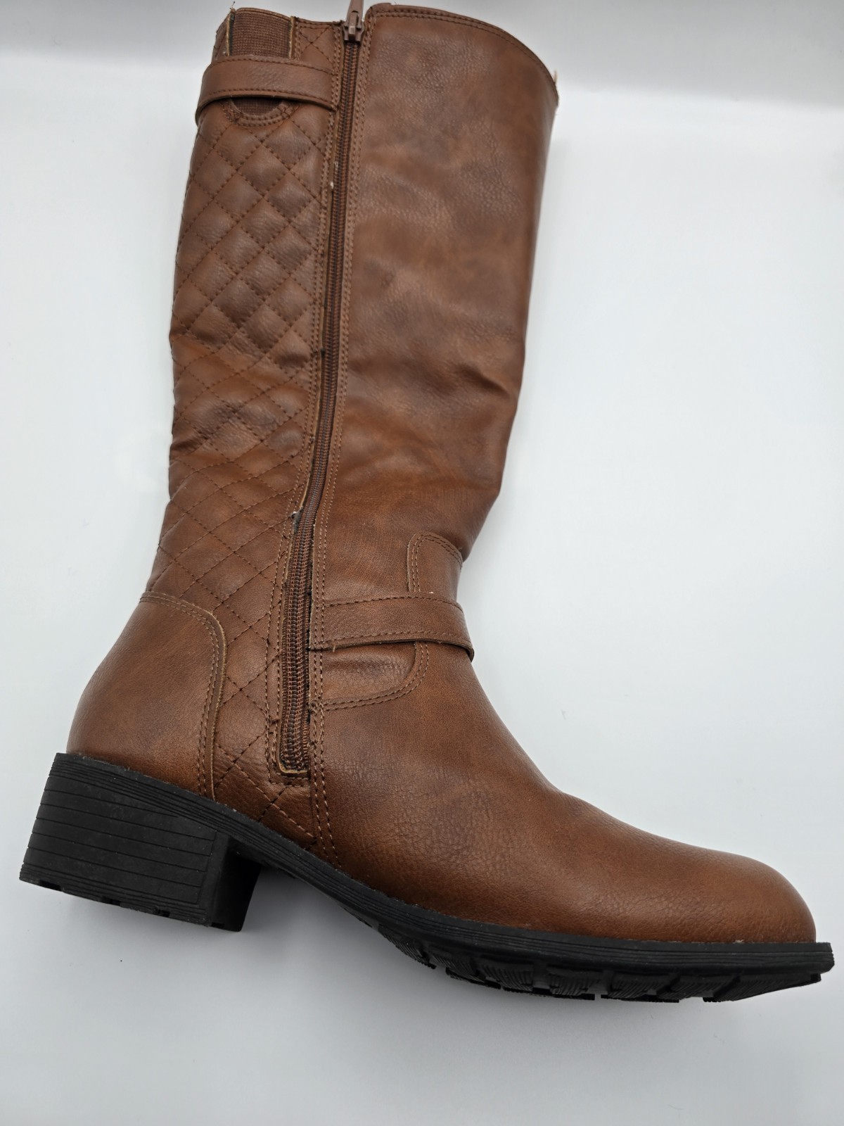 St. John’s Bay SJB Darling Brown Quilted Buckle Knee High Riding Boots 8.5M