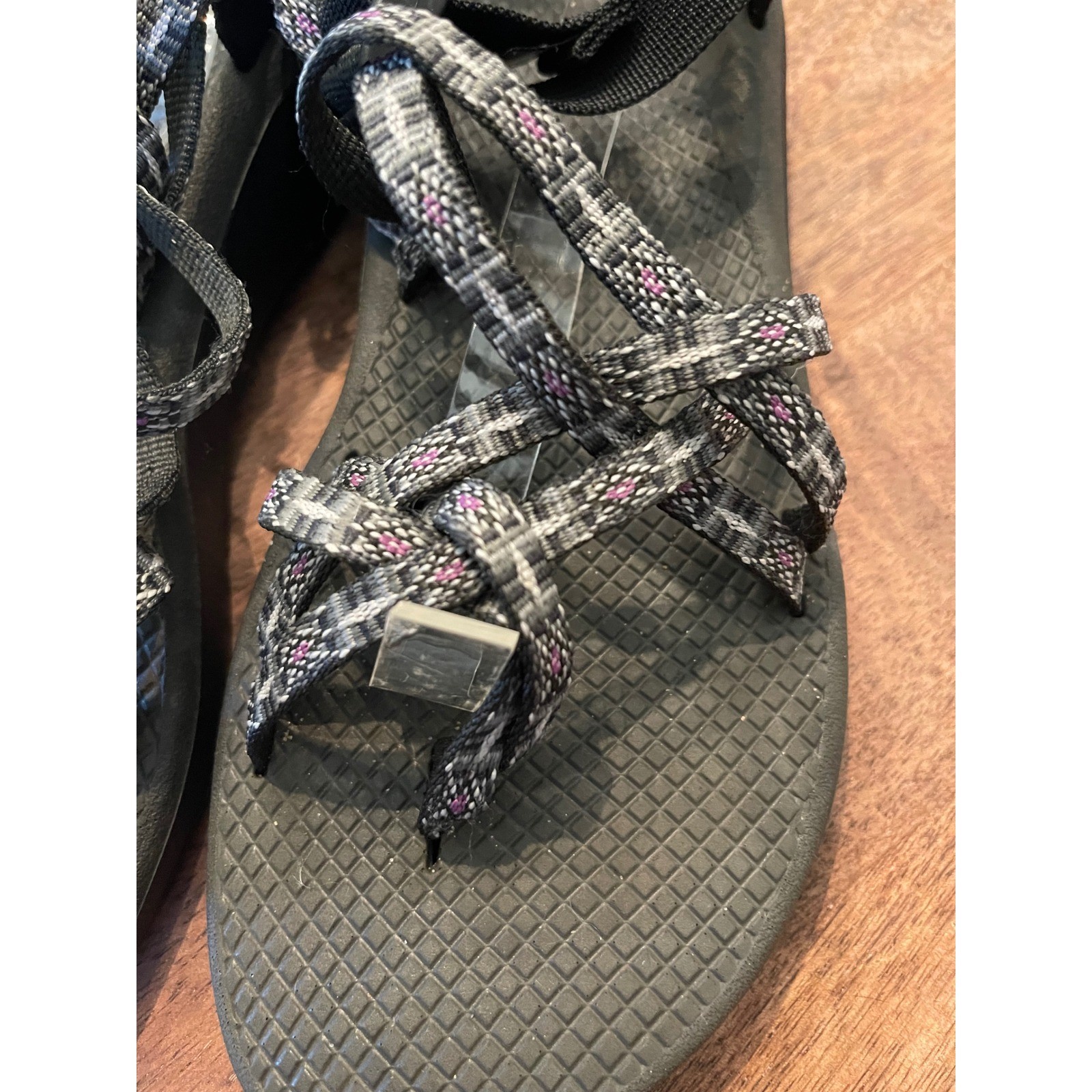 Chaco Z Cloud X2 Womens 9 Sandals Black Grey Pink Strappy Toe Loop Hiking Shoes