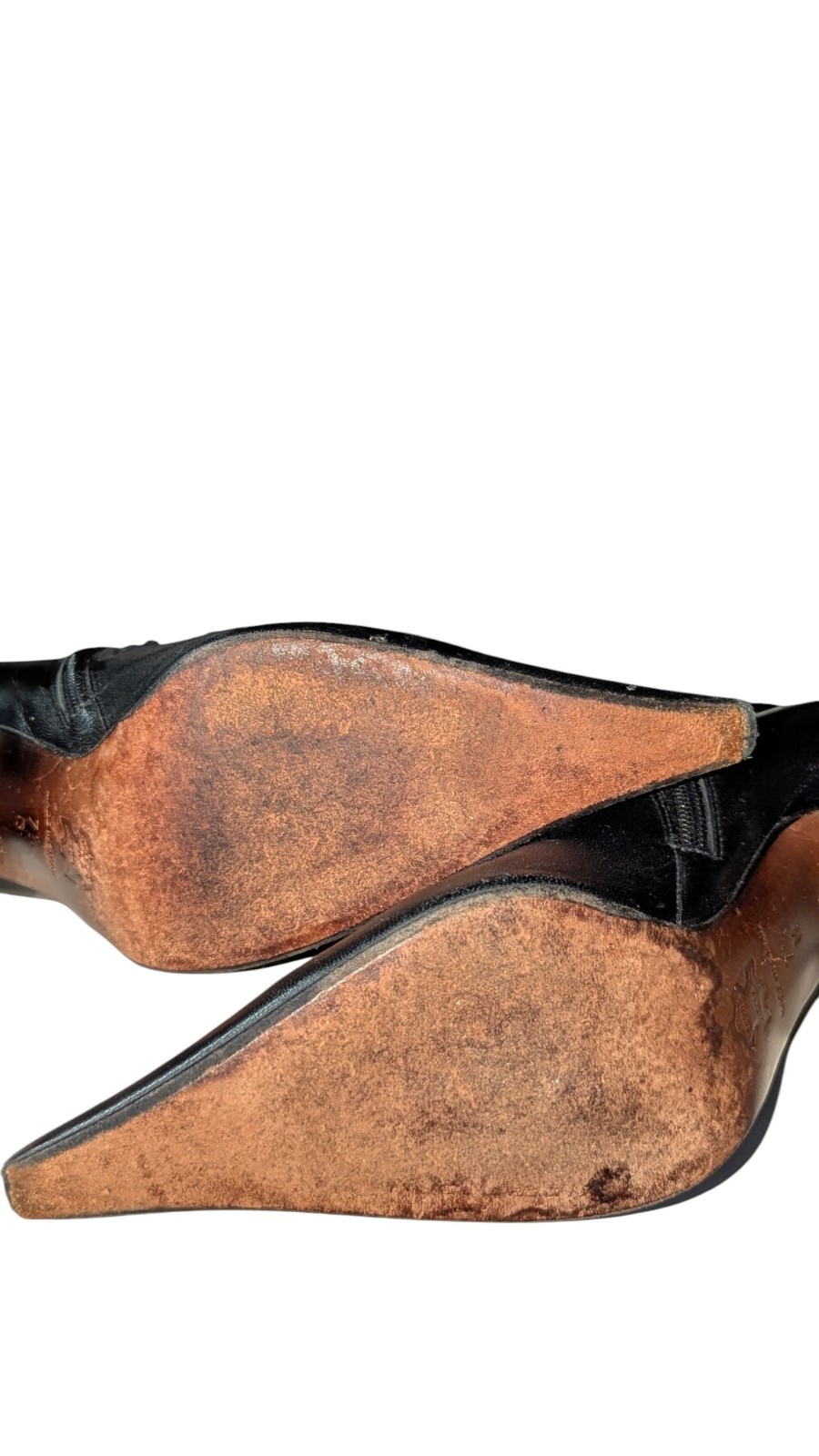 Vintage Albert Nipon Black Leather Pointed Toe Ankle Boots Heels Sz 7.5 M In Box