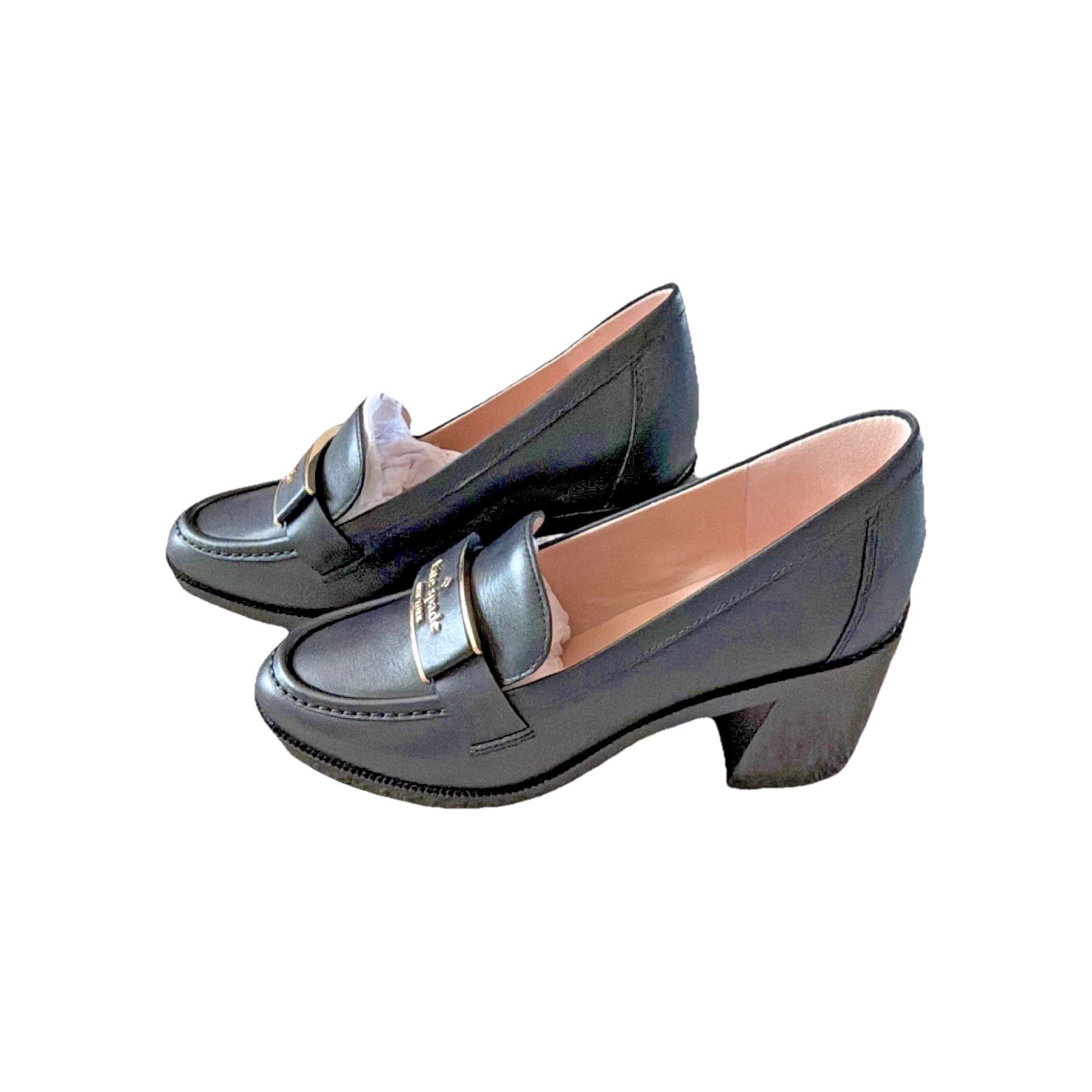 New in Box! Kate Spade New York Loafer Black Leather Block Heel Women’s Sz 6.5