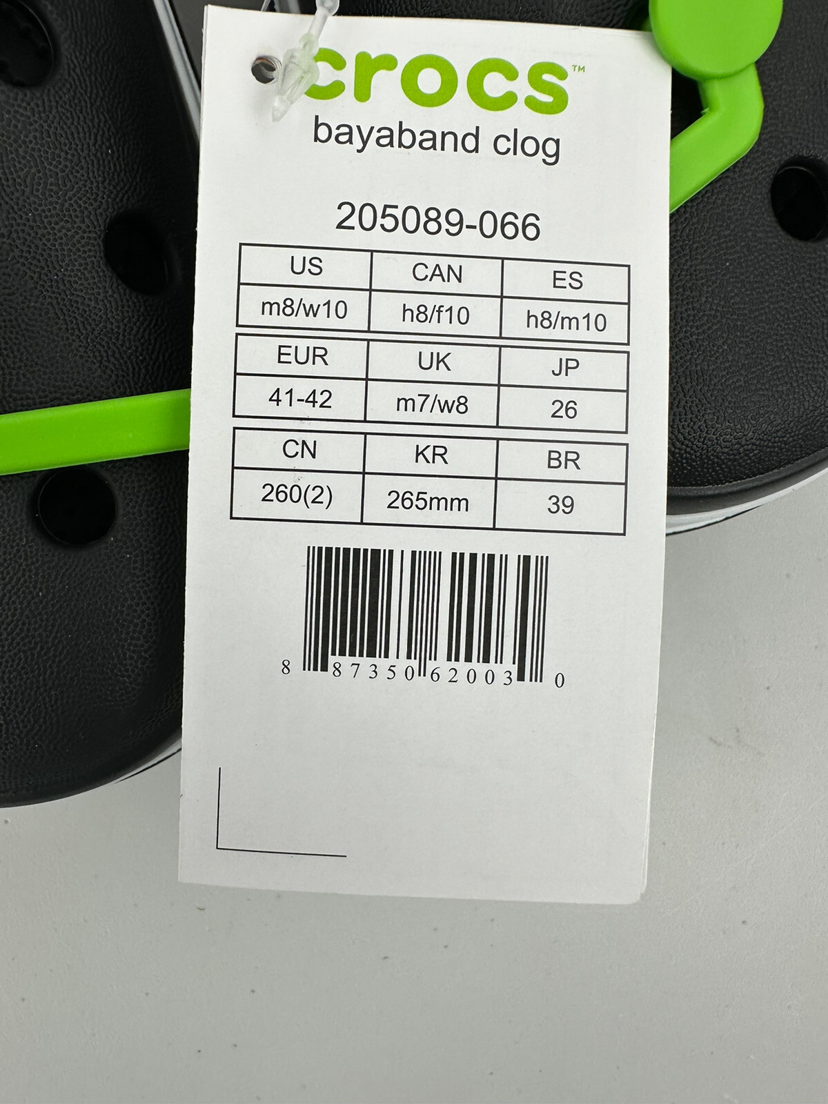 Crocs Bayaband Clog Unisex Women’s US Size 10 Black & White 205089-066 NWT