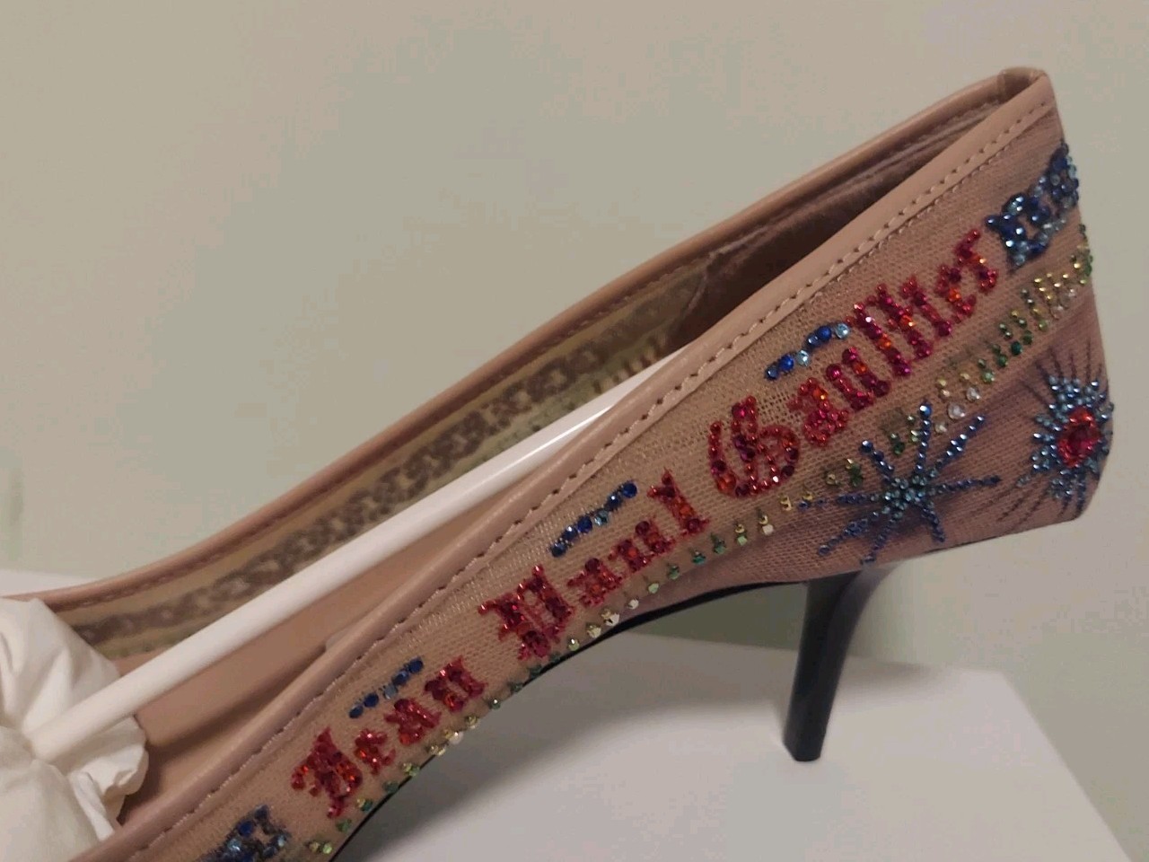 JIMMY CHOO Jean Paul GAULTIER Sexy LOGO CRYSTAL PUMPS 40 LOVE SHOES 40 MM