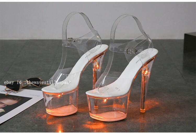 Womens Girl New Light Up High Heel LED Platform High Heel Ankle Strap Sandals