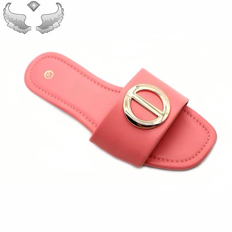 Women’s Slide Sandals Logo Accent Pink Black White Green Size 6 7 8 9 Summer