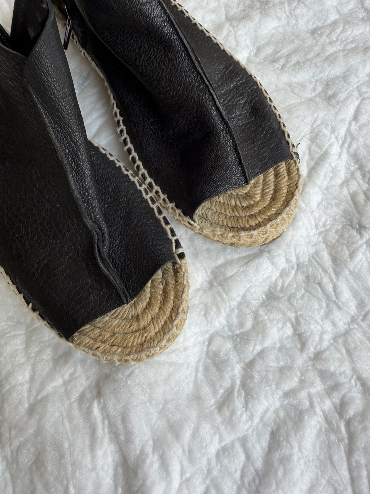 Bimba Y Lola Jute Black espadrille Wedge EU 39 US 8 pony-style made in Spain