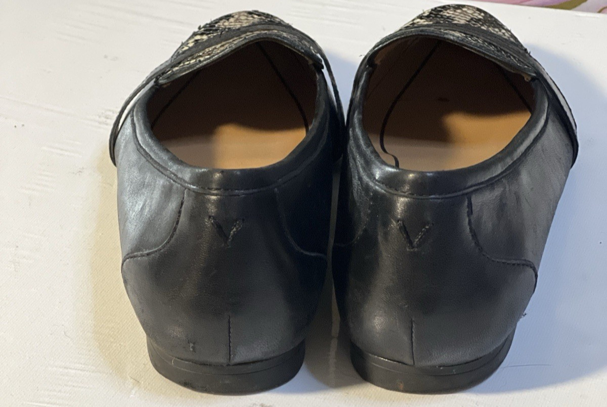 Vionic Leather Flats Shoes Savannah Women Size 6.5 Boa Black 1/2″ Heel Slip On