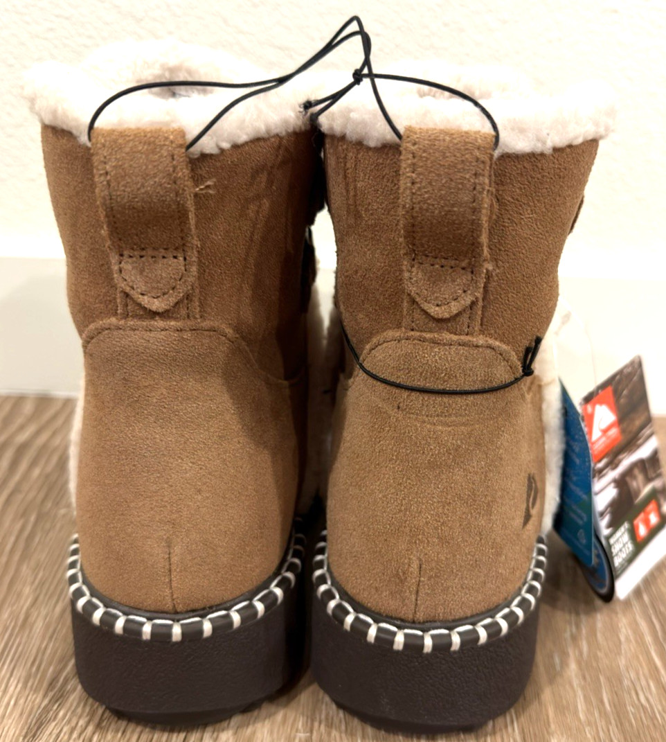 OZARK TRAIL WOMEN SNOW BOOTS NWT 3M THINSULATE WATERFROOF LEATHER CHESTNUT SZ 6