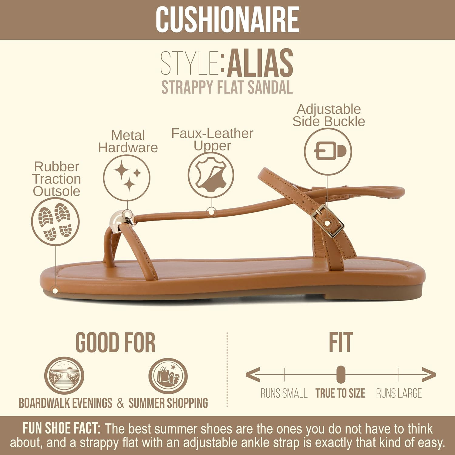 Alias Squared Toe Womens Sandals, T-Strap Flat Sandal with Cushioned Footbed and