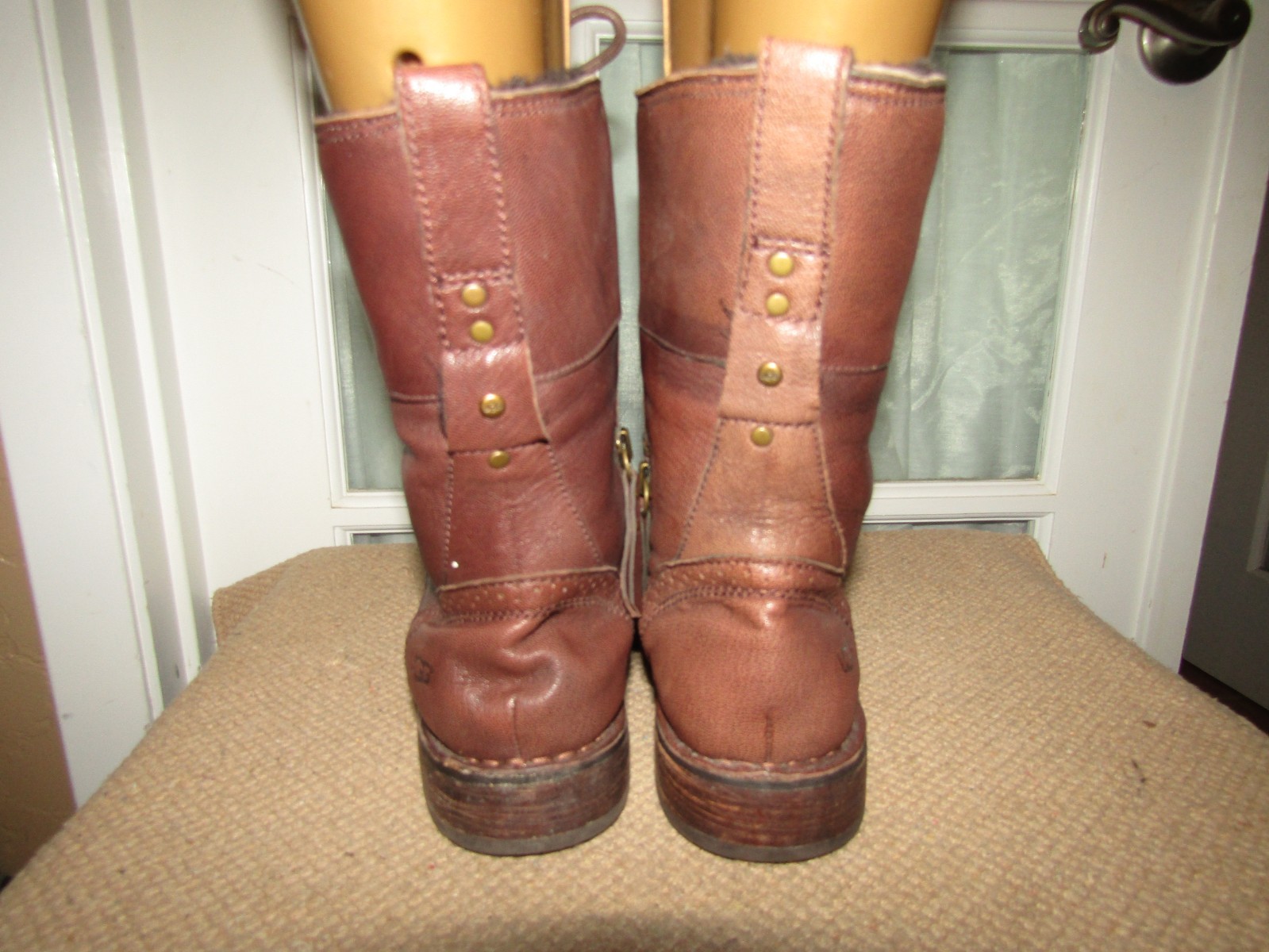 UGG Jenna Lace up Zip Winter Ankle Boots Womens Size 7 Java Brown Leather