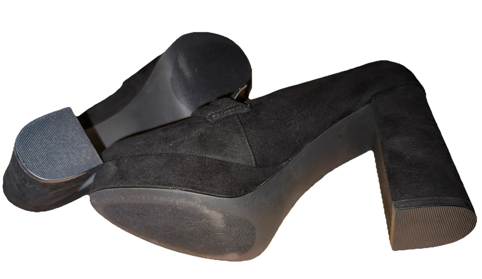 Just Fab Adele Braided Loafer Platform Court Shoes 4” Heel Faux Suede 9.5 Black