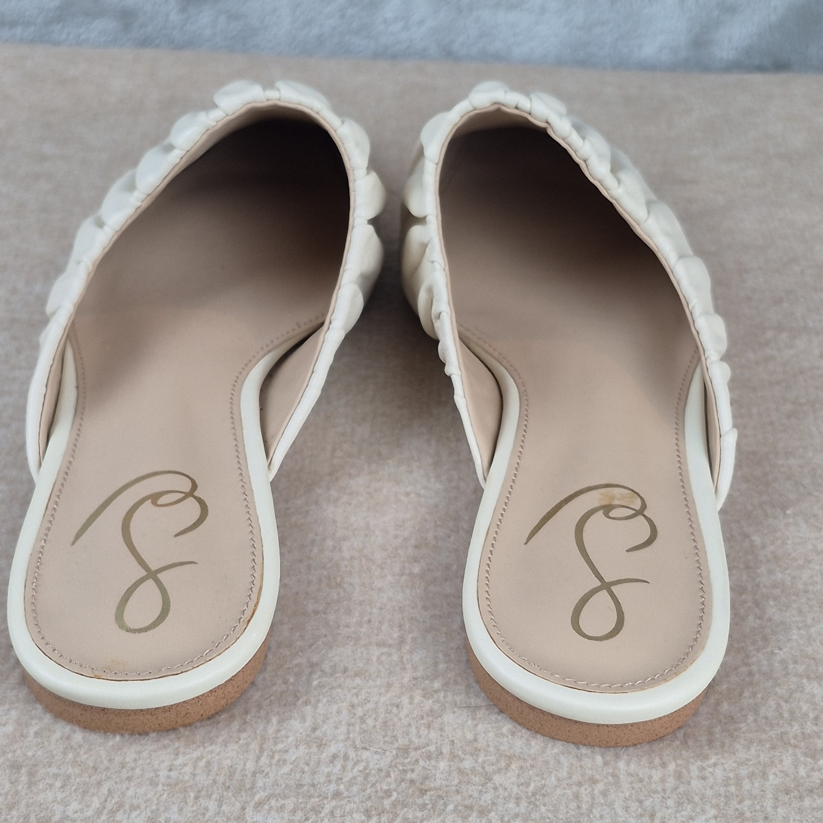 Sam Edelman Cecilia Mule Ivory Pleated Leather Shoes Size US 8.5 Retail $120