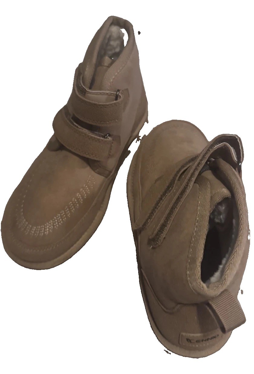 Beige Ankle Winter Boots Women’s 8/Men’s 6.5 Hook and Loop Straps w/1/8” Spacer