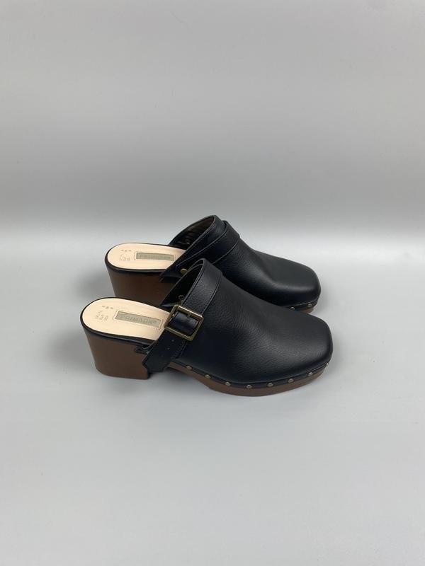 women primark sabots black leather 39