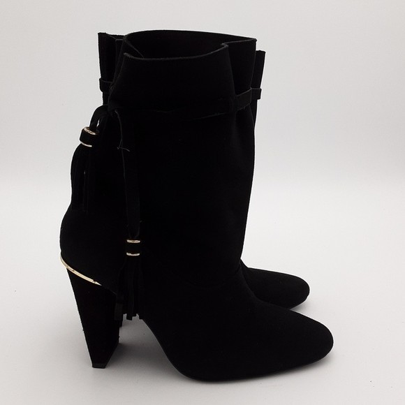 ZARA Elegant Black Women’s 40 Boots suede Western Festival Rodeo Y2k Pull On