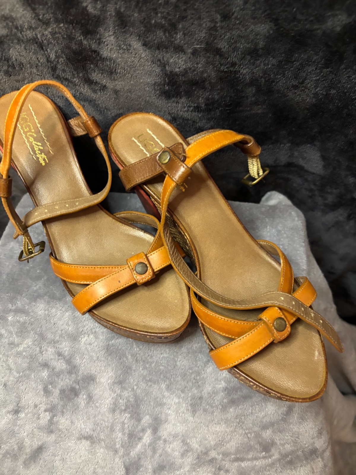UGG collection, strappy wooden heel, used, size 8