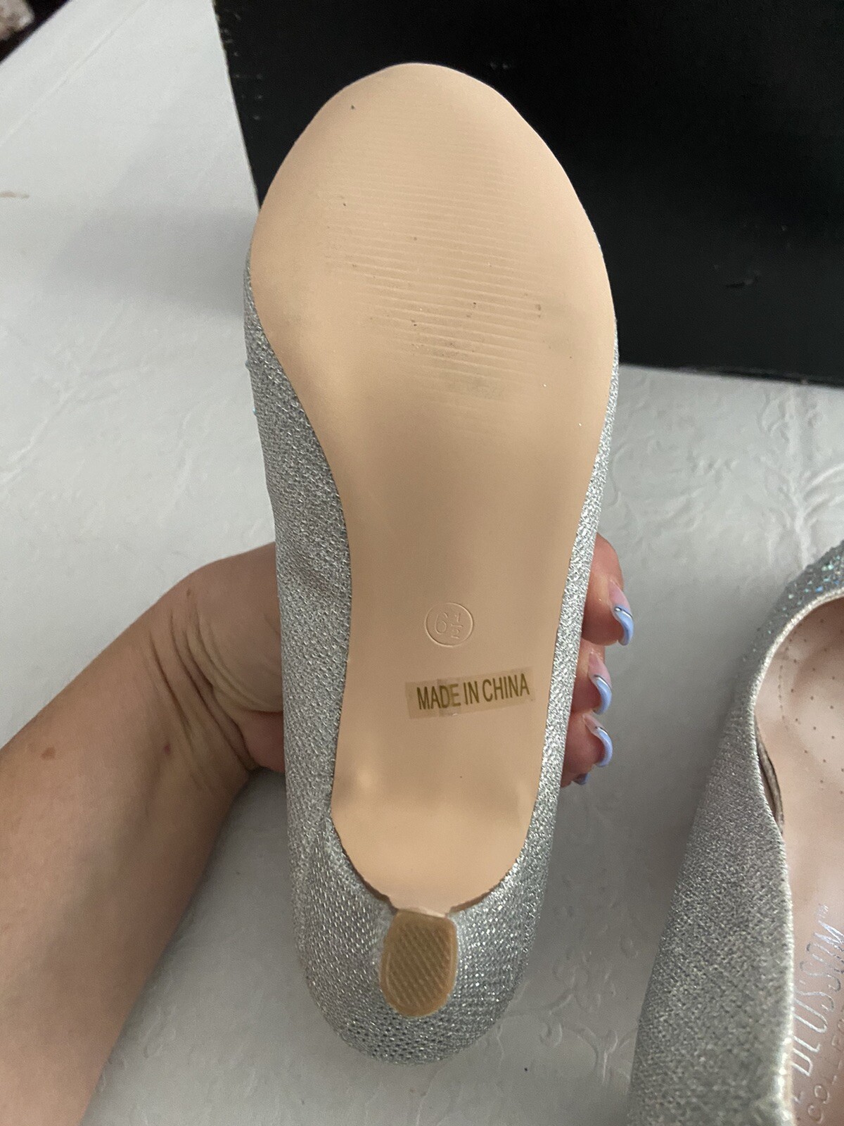 De Blossom Bertha-3 Silver Rhinestone Sparkle Mid Heel Dress Pump Shoe 6.5