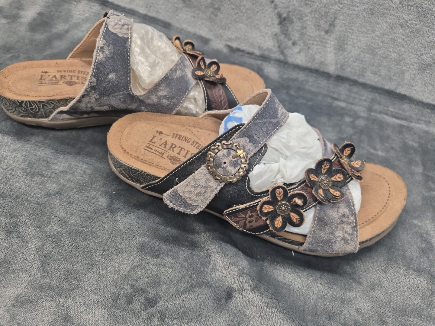 L’artiste Caelana By Spring Step slide Sandals 39 (USA 8.5) In Gray Tone