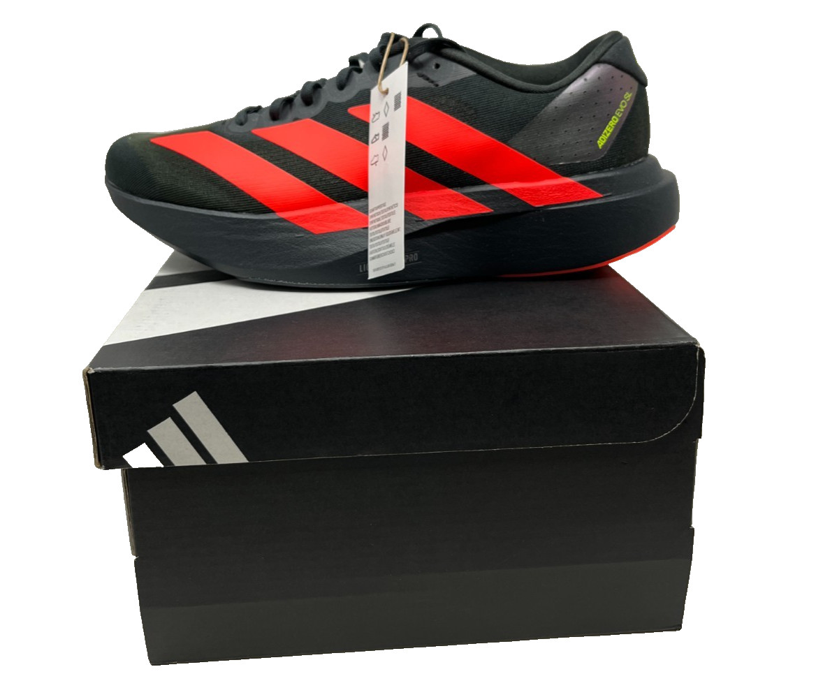 adidas Adizero Evo SL Running Shoe -Women’s, Carbon/Lucid Red/Solar Slime – NEW