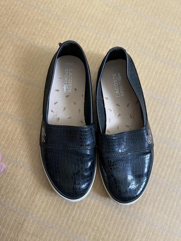 women lacoste loafers black artificial leather 37