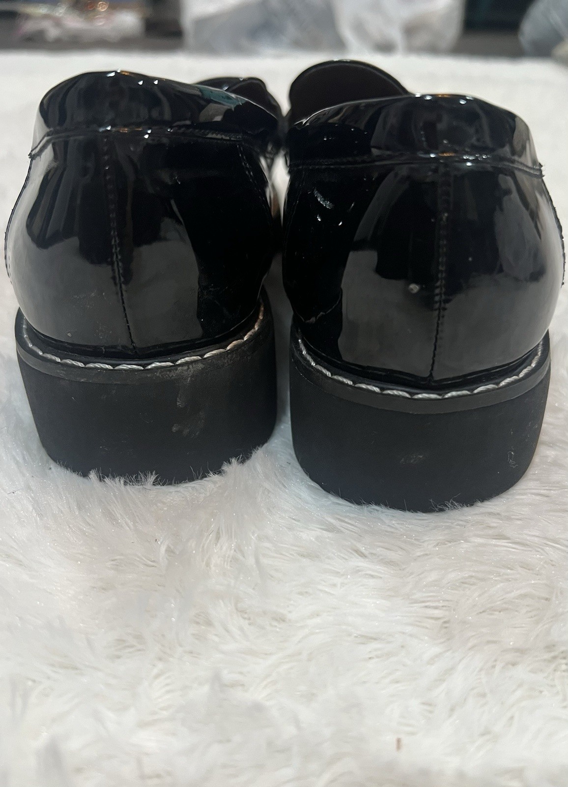 Franco Sarto Women’s Black Patent Leather Slip-On Round Toe Loafer Flats