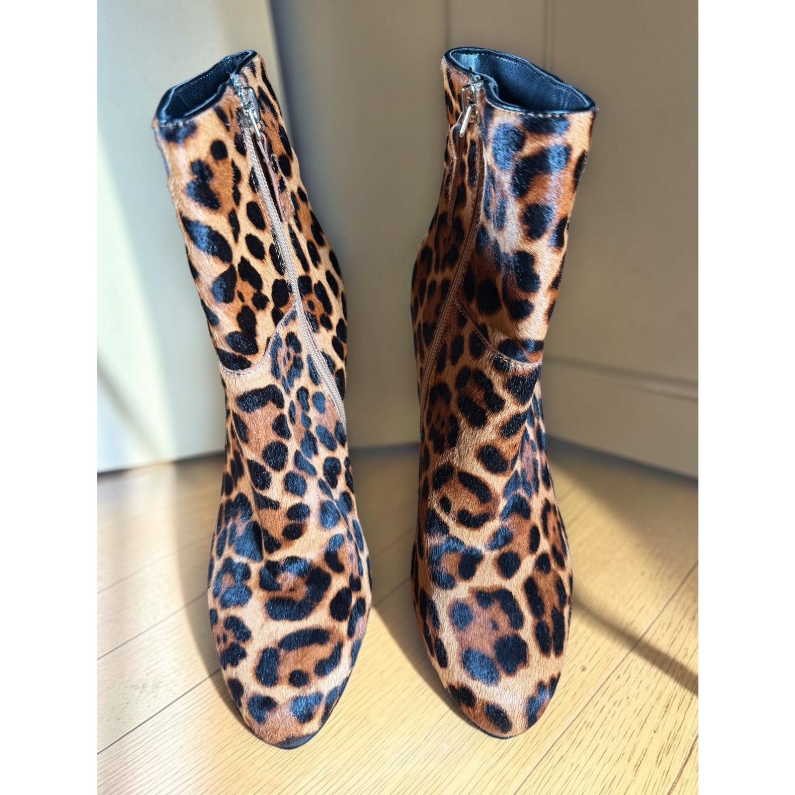 Nine West Leopard Print Haircalf Ankle Booties Stiletto Heel Women’s Size 7.5