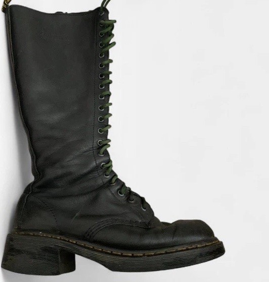 Dr Martens 1b60 Bex Pisa 20 Eye Black Knee High Boots *BROKEN ZIPPER* 8
