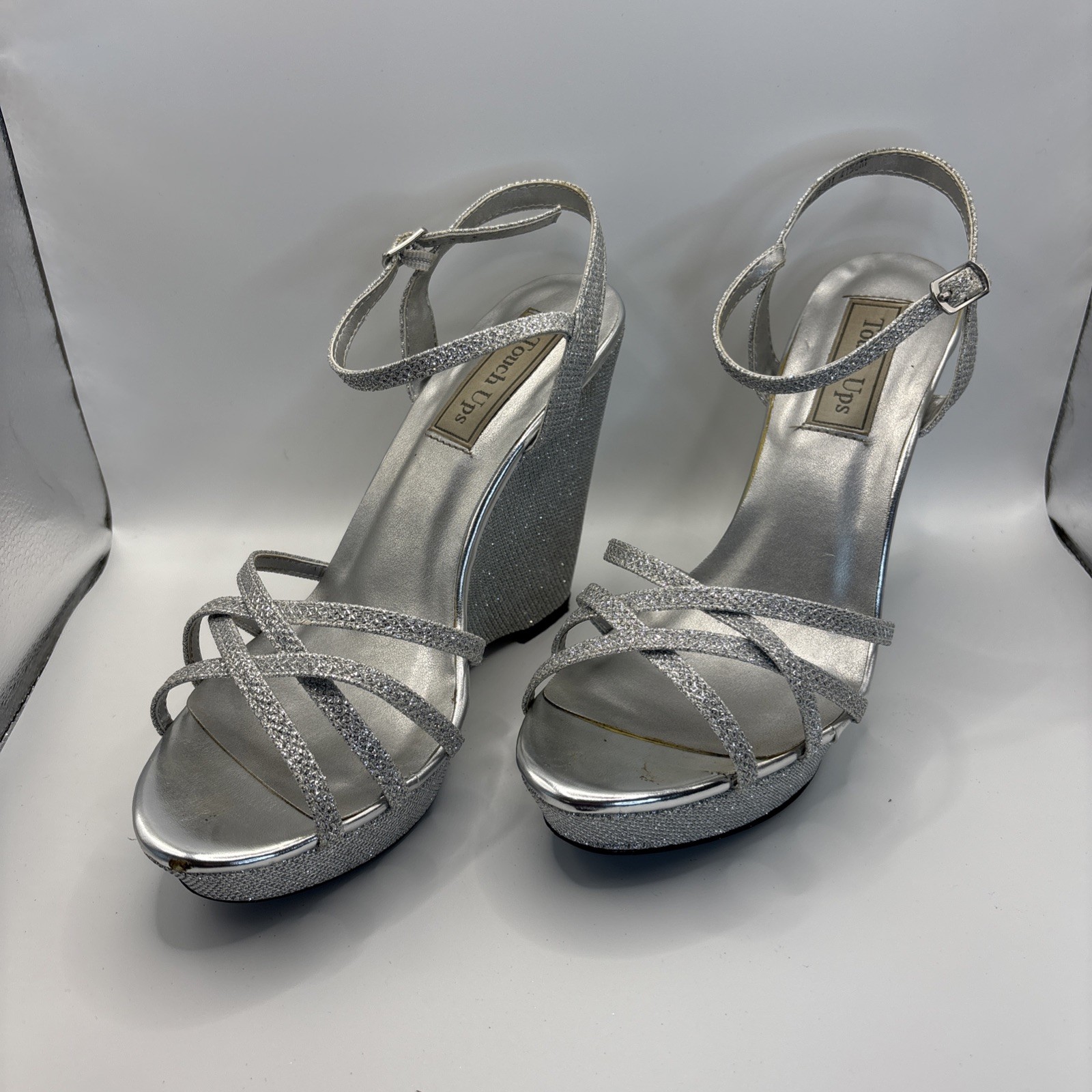 Touch Ups Size 8 Silver Wedge 4” Heel Special Occasion Model Jaden NIB