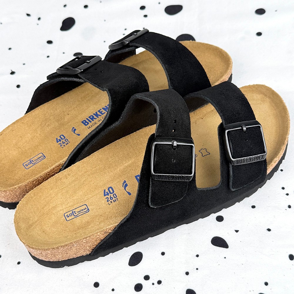 Birkenstock Arizona Narrow/Wide Black Suede Leather Unisex Sandals 37-45