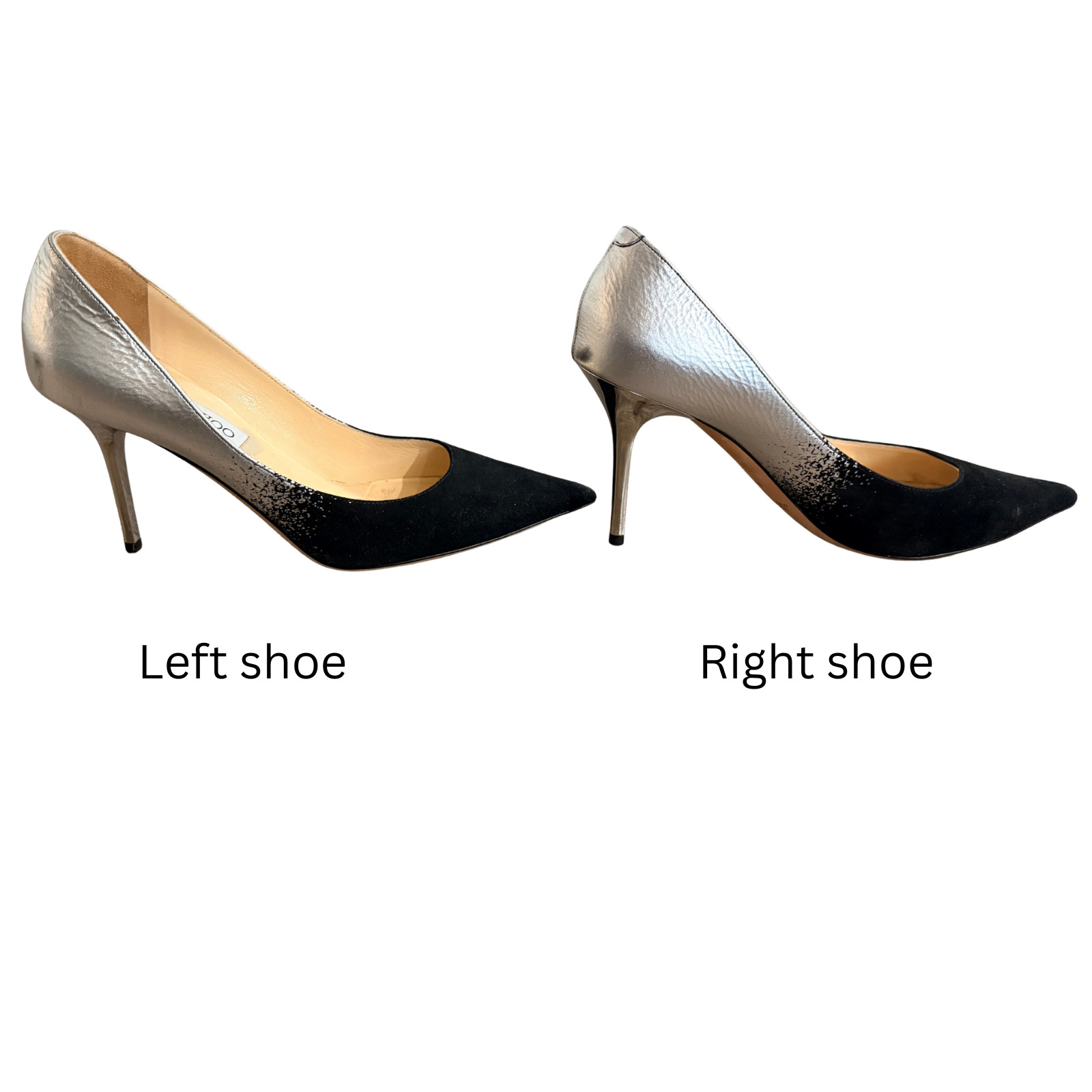 Jimmy Choo London Black/Silver Suede & Leather Pointed Size 37.5 (gently used)