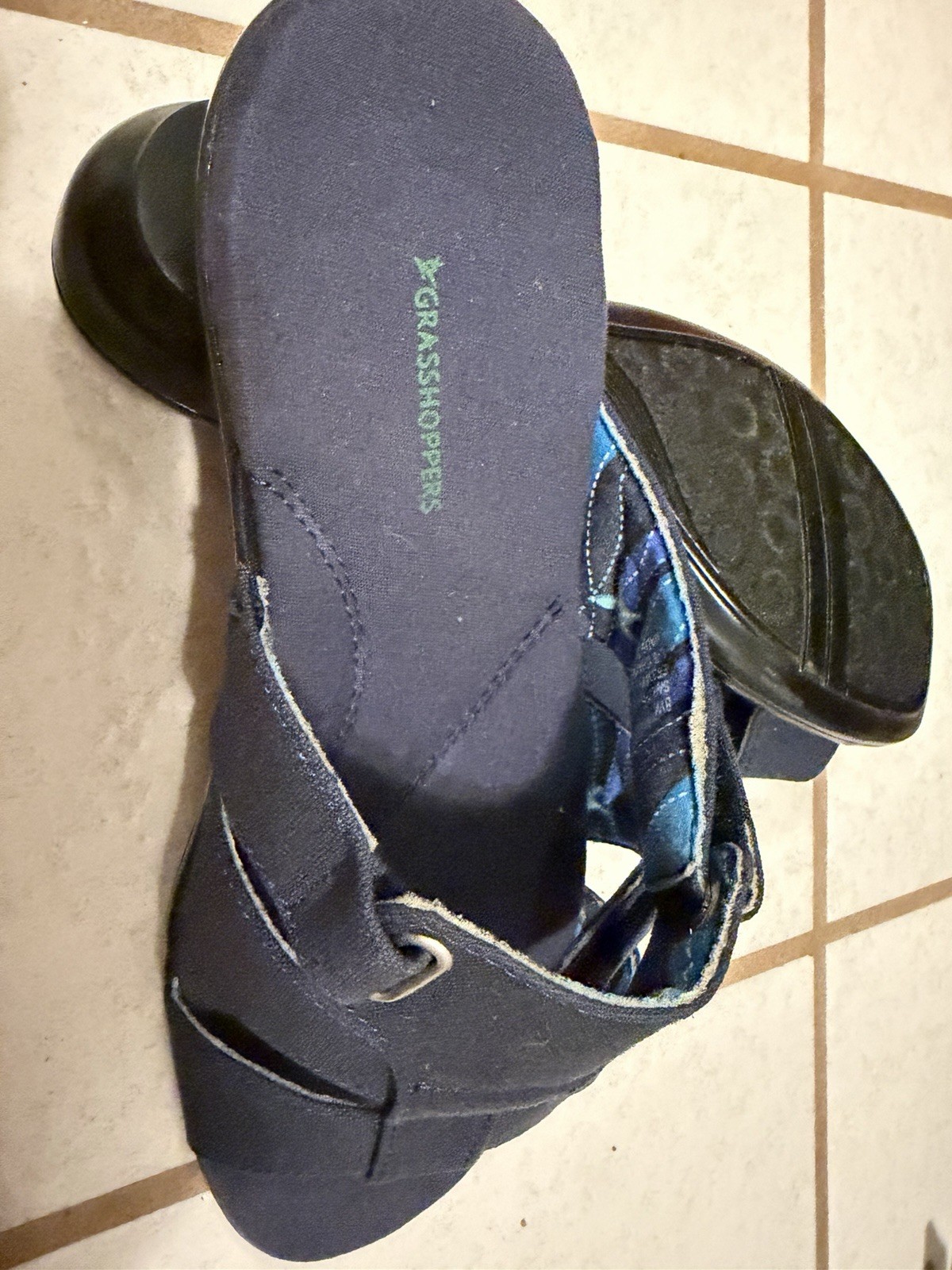 Grasshoppers Women’s Blue Strappy Buckle Sandals Rubber Upper Solid 8W